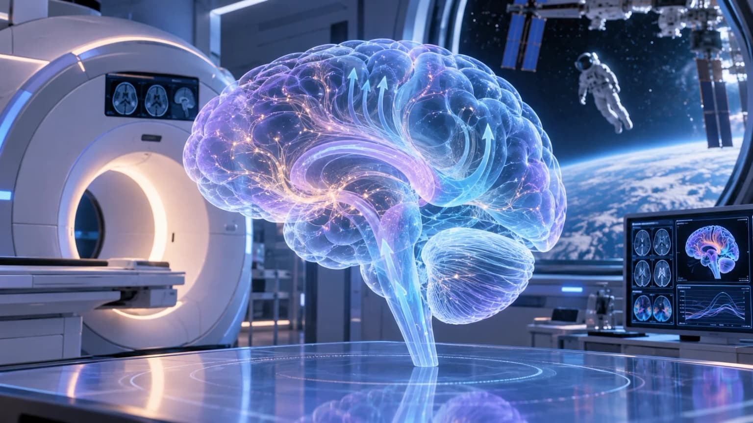 Иллюстрация к материалу «МРТ мозга после космоса: что измеряет Brain-DTI и почему одного снимка недостаточно»