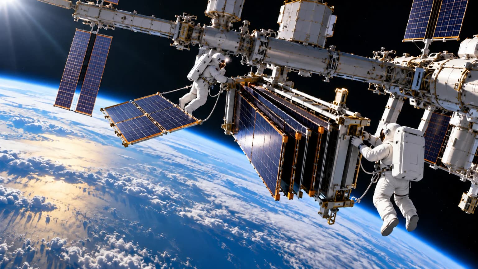 Иллюстрация к материалу «NASA назначило два выхода в космос для установки солнечных батарей на МКС»